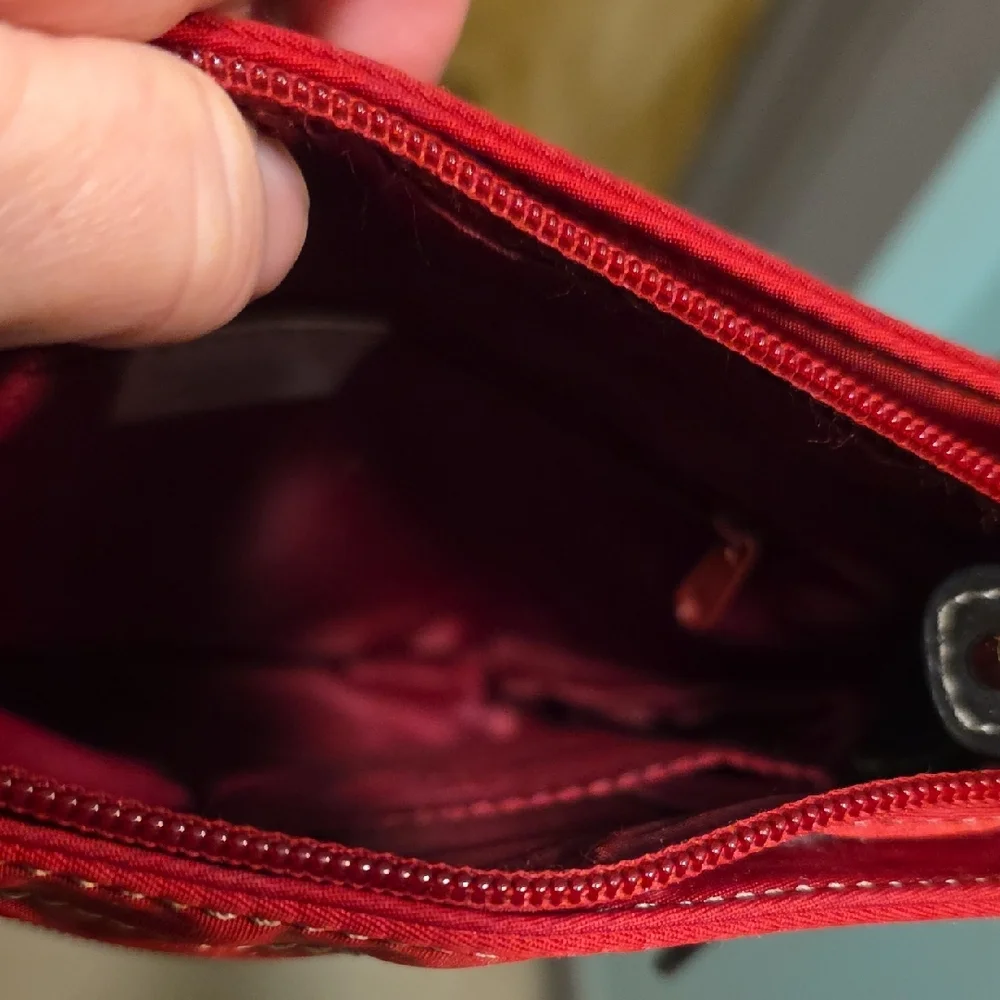 Liz Claiborne Red and Brown Messenger Bag
